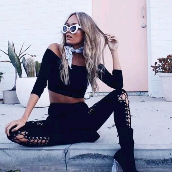 Lace up suede pants multiple colors. - Picture 2 of 4